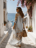 Rosalía · Vestido Maxi de Gasa Estampado Barroco