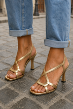 Cassie | Sandalias de tacón doradas