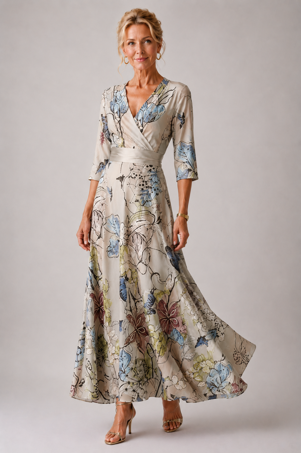 Sabina · Vestido Refinado con Estampado Floral