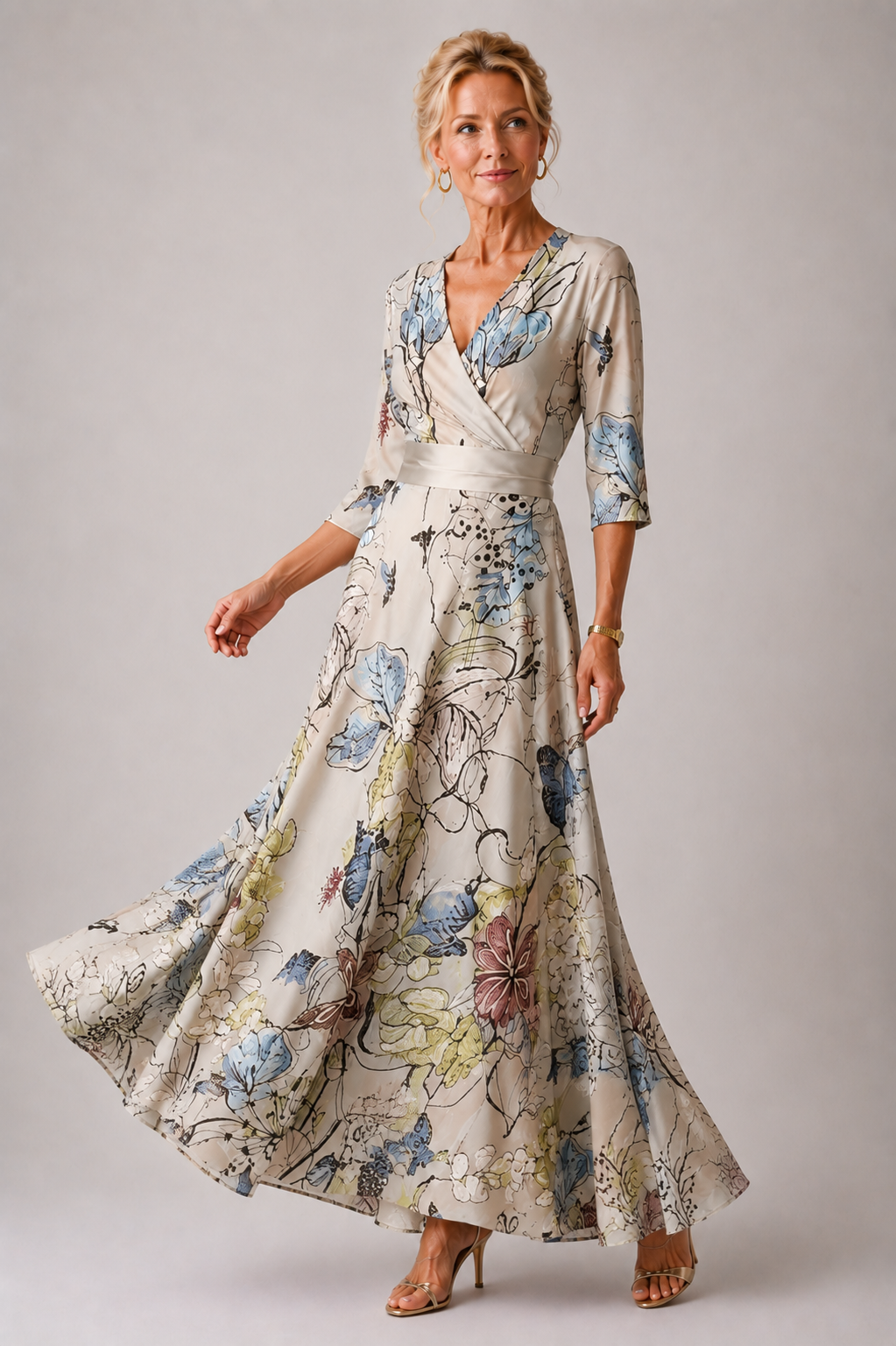 Sabina · Vestido Refinado con Estampado Floral