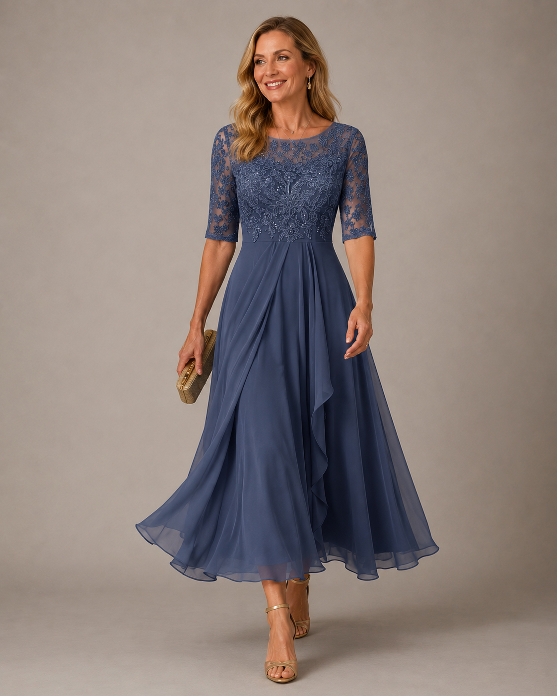 Romina · Vestido Midi de Encaje que Estiliza