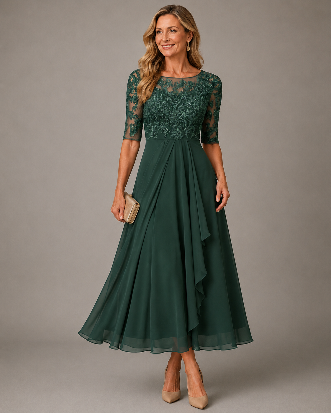 Romina · Vestido Midi de Encaje que Estiliza