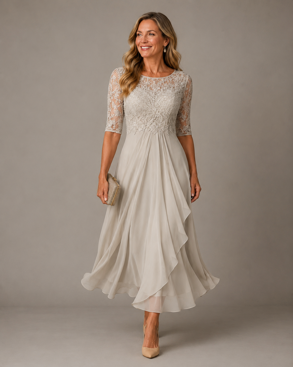 Romina · Vestido Midi de Encaje que Estiliza