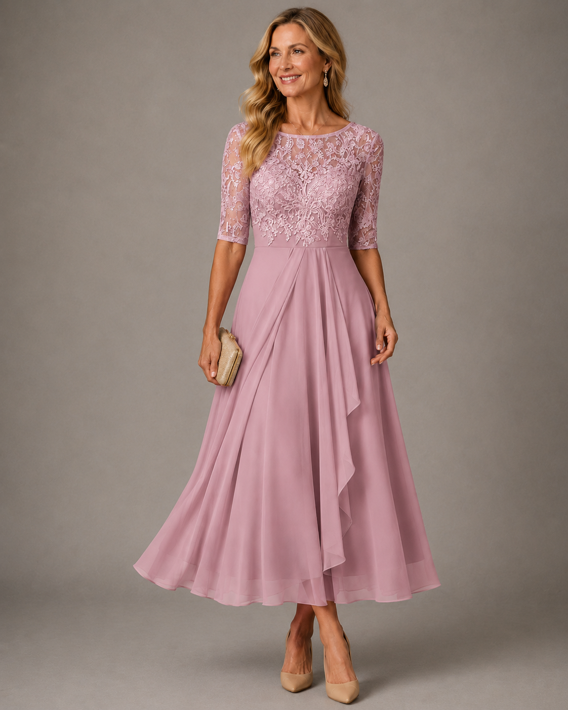 Romina · Vestido Midi de Encaje que Estiliza