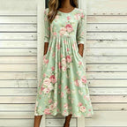 Liora · Vestido Midi Floral Bolsillos