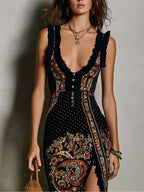 Esther · Vestido Maxi Boho Escote en V con Abertura