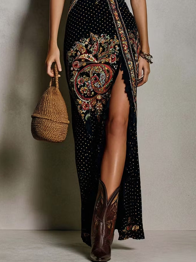 Esther · Vestido Maxi Boho Escote en V con Abertura