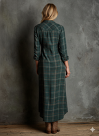 Emma · Vestido Camisero Maxi de Cuadros