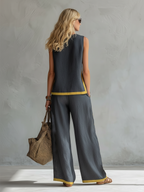 Leila |Conjunto elegante de lino y algodón en tonos grises