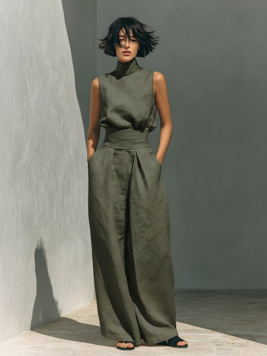 Conjunto Minimalista de Algodón y Lino