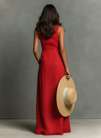 Rocío · Vestido Camisero Maxi Lino Sin Mangas