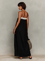 Alba · Vestido Maxi Lino Palabra de Honor con Encaje
