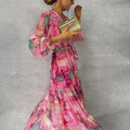 Zoe · Vestido Cruzado Estampado Floral con Volante
