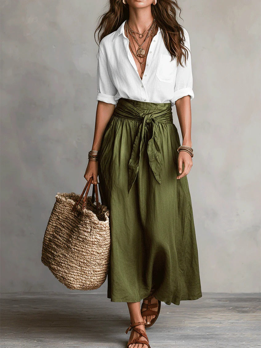 Mercedes · Conjunto Midi Top y Falda con Lazo
