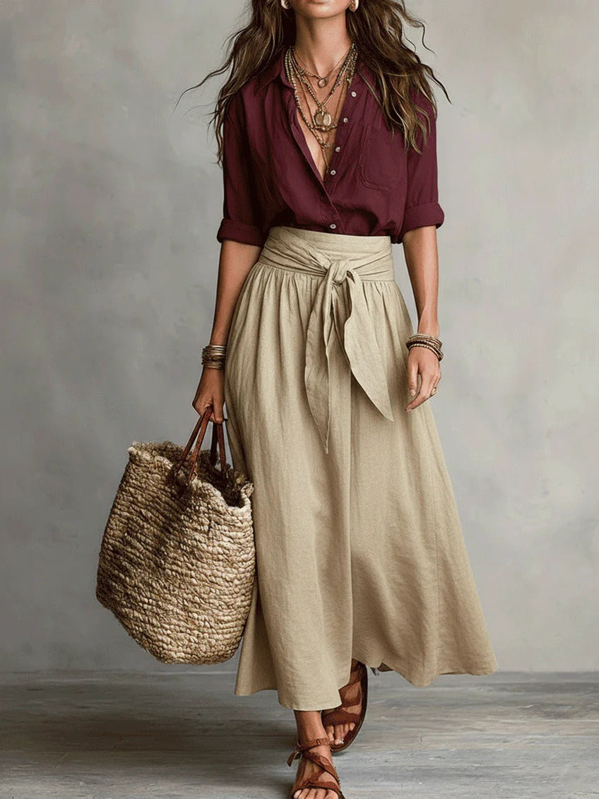 Mercedes · Conjunto Midi Top y Falda con Lazo