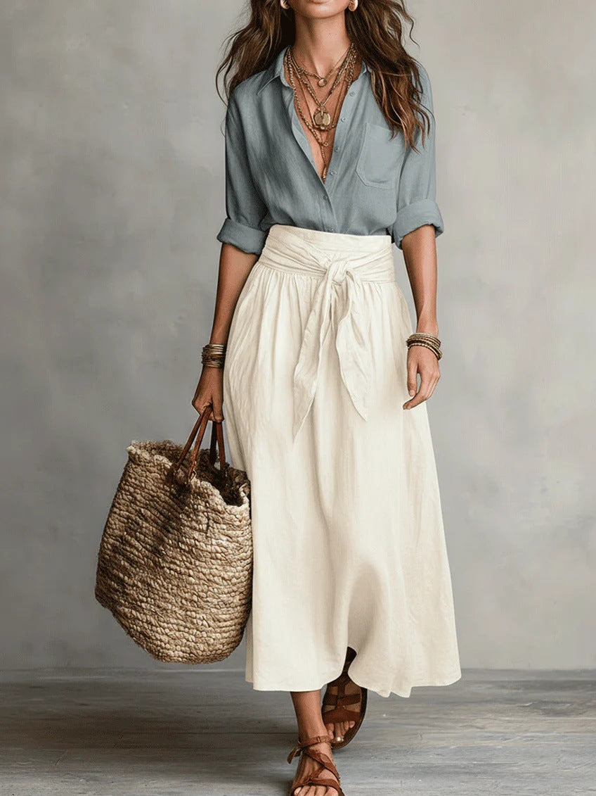 Mercedes · Conjunto Midi Top y Falda con Lazo