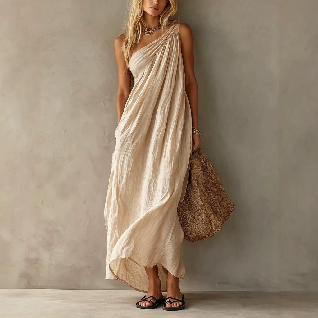 Aitana · Vestido Maxi Asimétrico Fruncido