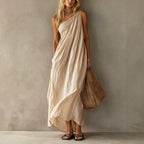 Aitana · Vestido Maxi Asimétrico Fruncido