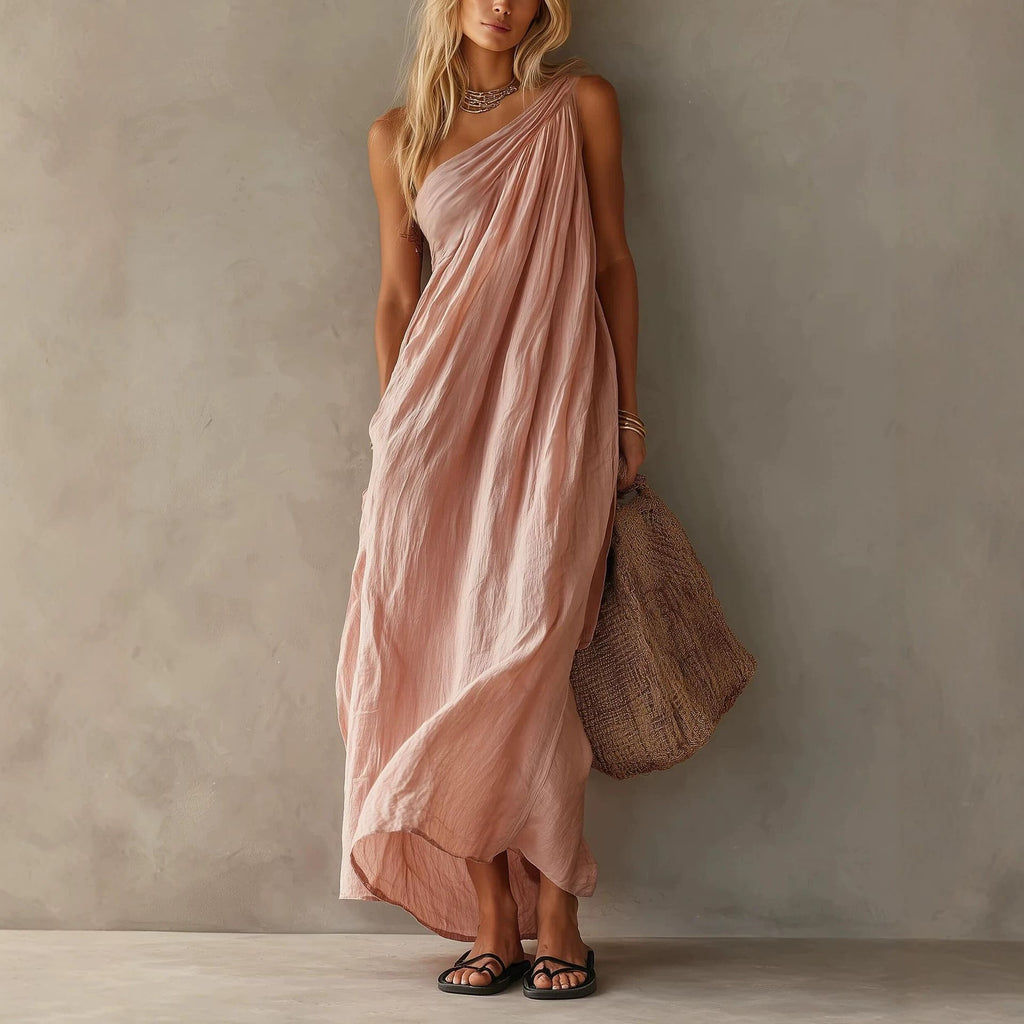 Aitana · Vestido Maxi Asimétrico Fruncido