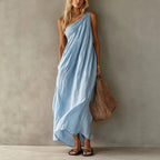 Aitana · Vestido Maxi Asimétrico Fruncido
