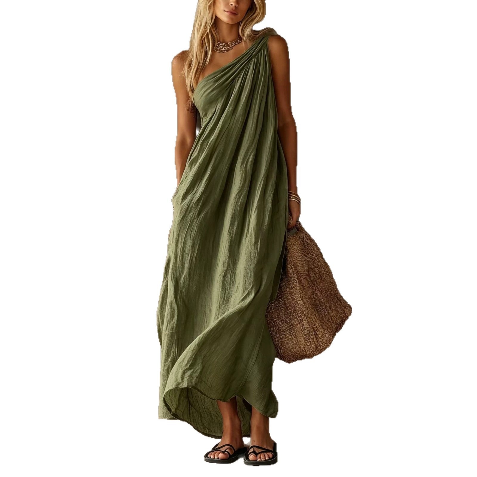 Aitana · Vestido Maxi Asimétrico Fruncido