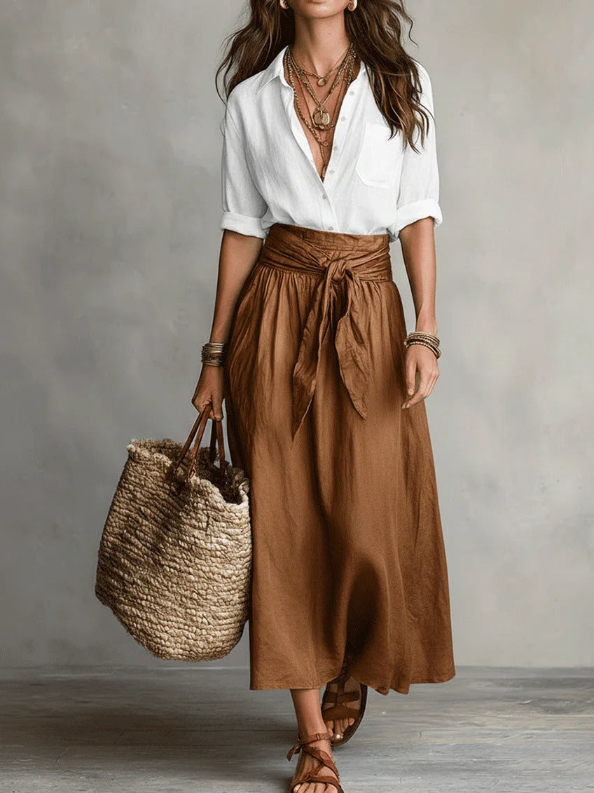 Mercedes · Conjunto Midi Top y Falda con Lazo