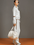 Marietta – Conjunto de blusa y pantalón de pierna ancha