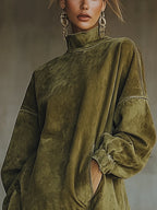 Darcie.Vestido túnica efecto ante con flecos