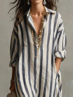 Encarnación · Vestido Camisero de Rayas con Bolsillos