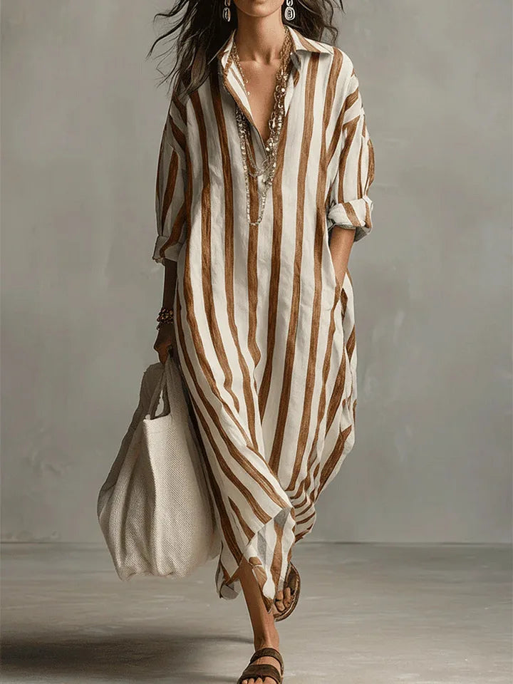 Encarnación · Vestido Camisero de Rayas con Bolsillos