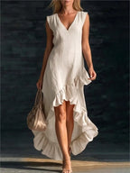 Herminia · Vestido Maxi Sin Mangas con Volante