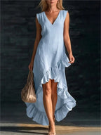 Herminia · Vestido Maxi Sin Mangas con Volante