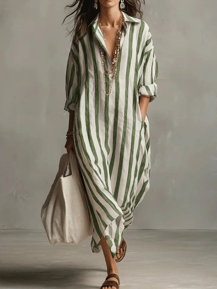 Encarnación · Vestido Camisero de Rayas con Bolsillos