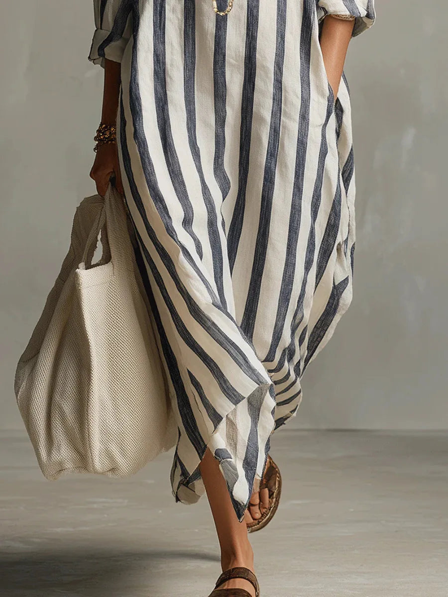 Encarnación · Vestido Camisero de Rayas con Bolsillos
