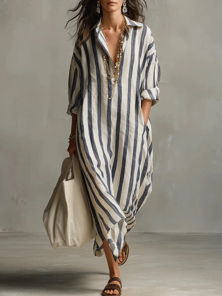 Encarnación · Vestido Camisero de Rayas con Bolsillos