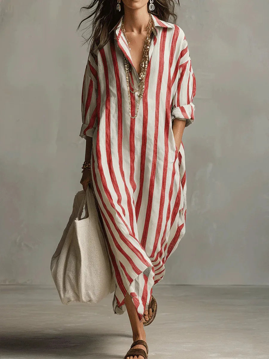 Encarnación · Vestido Camisero de Rayas con Bolsillos