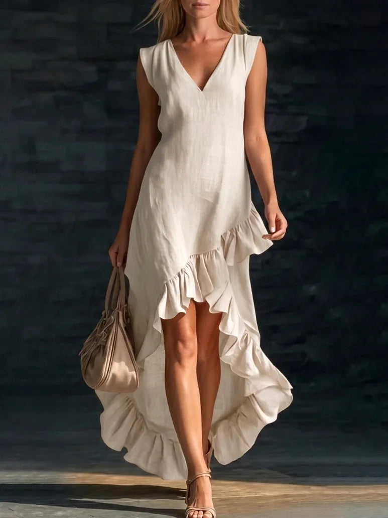 Herminia · Vestido Maxi Sin Mangas con Volante