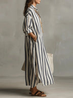 Encarnación · Vestido Camisero de Rayas con Bolsillos