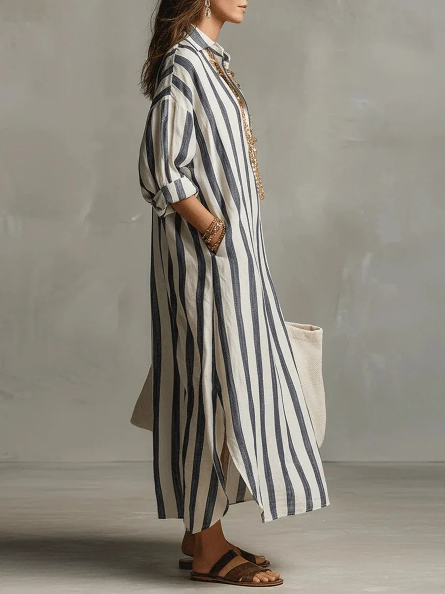 Encarnación · Vestido Camisero de Rayas con Bolsillos