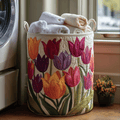Eulalia · Cesto de Ropa Acolchado — Tulipanes