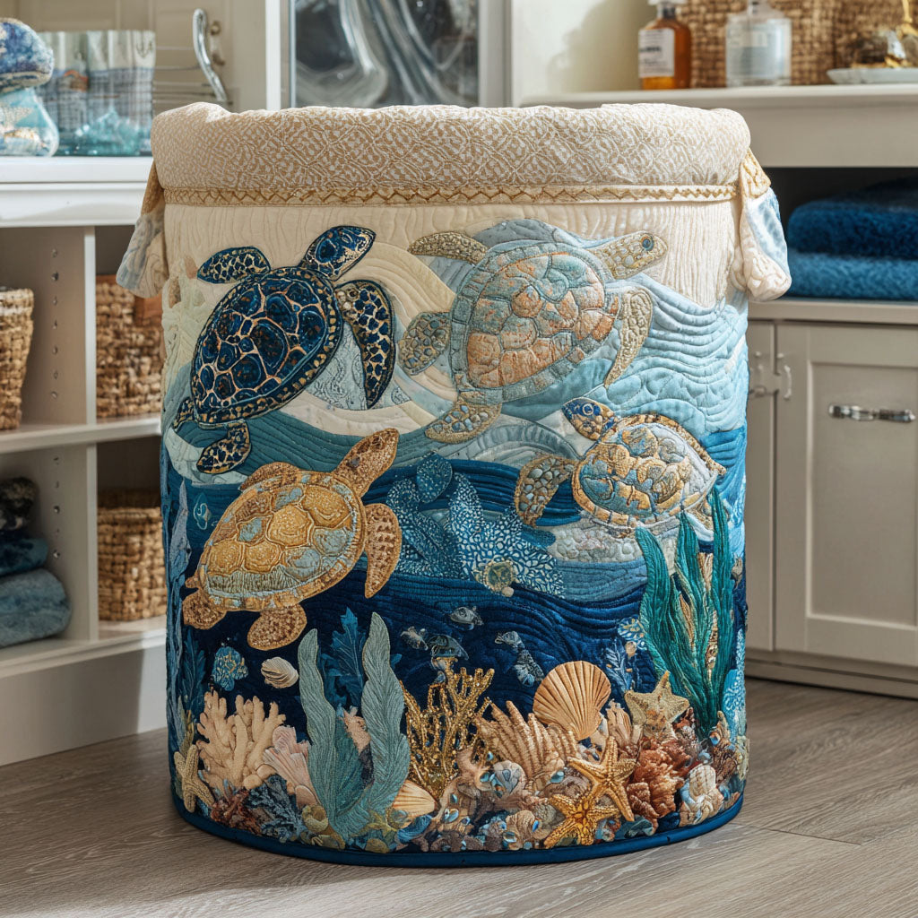 Trinidad · Cesto de Ropa Acolchado — Tortugas Marinas