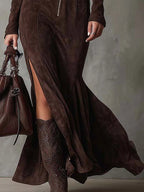 Alessia | Vestido largo efecto ante