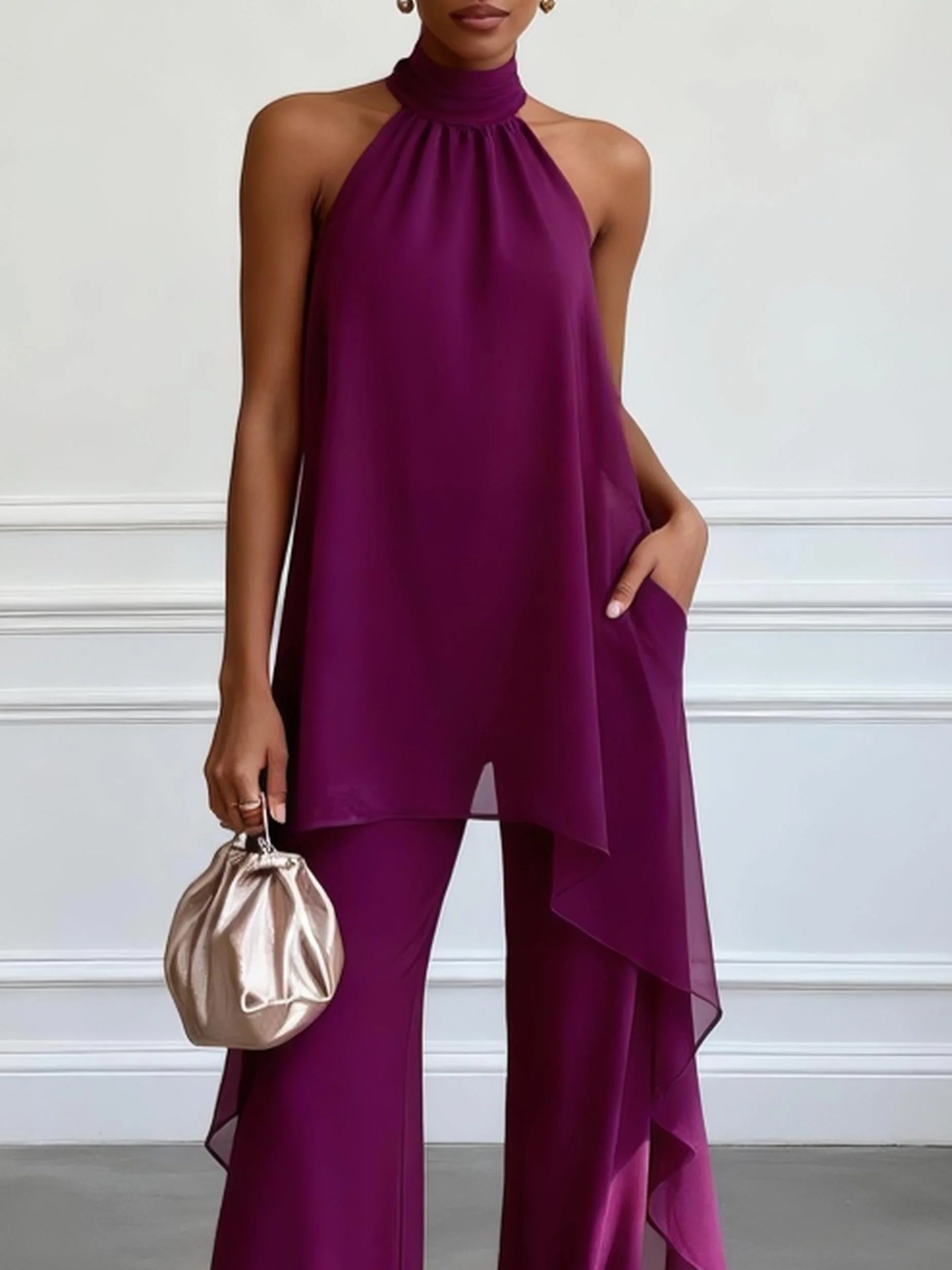 Virginia · Conjunto de Top Halter y Pantalón Fluido
