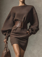 Natalia · Vestido Corto de Punto con Cinturón