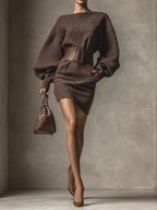 Natalia · Vestido Corto de Punto con Cinturón