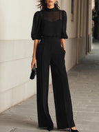 ASCEND | Conjunto Negro 3 Piezas Chifón y Wide-Leg