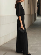 ASCEND | Conjunto Negro 3 Piezas Chifón y Wide-Leg