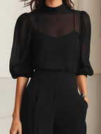 ASCEND | Conjunto Negro 3 Piezas Chifón y Wide-Leg