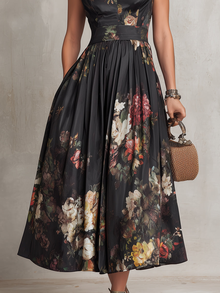 Vanesa · Vestido Midi de Satén Plisado con Escote Ojo de Cerradura
