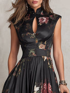 Vanesa · Vestido Midi de Satén Plisado con Escote Ojo de Cerradura